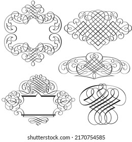 Set Decorative Design Elements Hand drawn Vector Illustration 