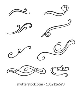 Set Hand Drawn Elegant Swirly Ornamental Stock Vector (Royalty Free ...