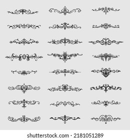 Set decorative design, lace borders and corners, vector set of floral ornament elements in art deco style vector.