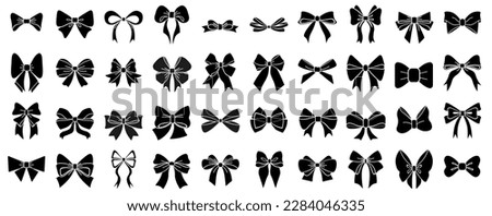 Set of decorative different bow silhouette. Vector illustration icon