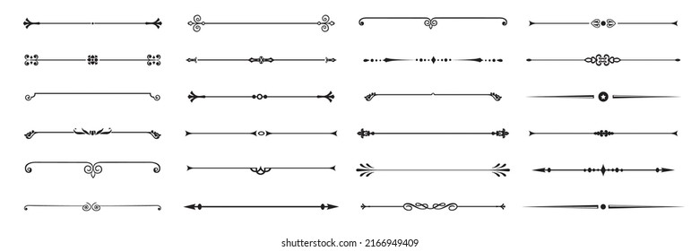 Set of decorative divider elements. Border florish collection. Vector.