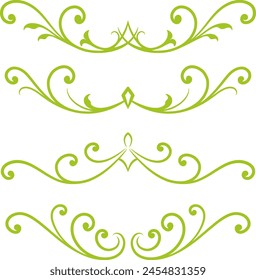 Conjunto de Elementos divisores decorativos. Colección floral de frontera. Vector.