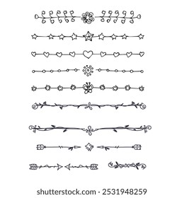 Set of decorative divider elements. Border florish collection. Vector.