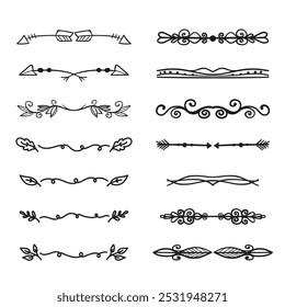 Set of decorative divider elements. Border florish collection. Vector.