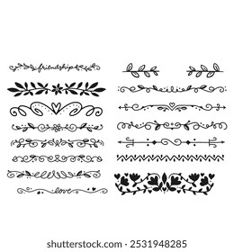 Set of decorative divider elements. Border florish collection. Vector.