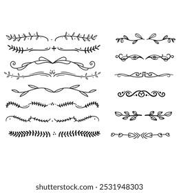 Set of decorative divider elements. Border florish collection. Vector.