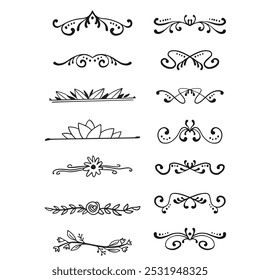 Set of decorative divider elements. Border florish collection. Vector.