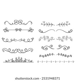 Set of decorative divider elements. Border florish collection. Vector.