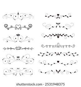 Set of decorative divider elements. Border florish collection. Vector.