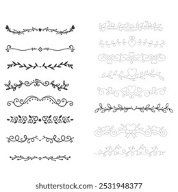 Set of decorative divider elements. Border florish collection. Vector.