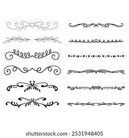 Set of decorative divider elements. Border florish collection. Vector.