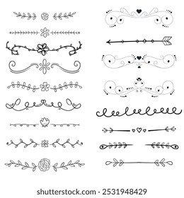 Set of decorative divider elements. Border florish collection. Vector.