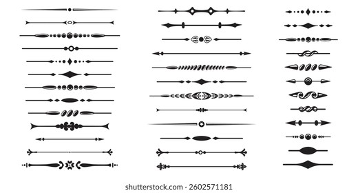 Set of decorative divider elements. Border collection. Vector.