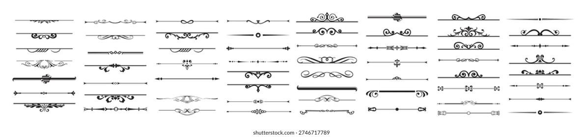 Set of decorative divider elements. Border florish collection. Vector.