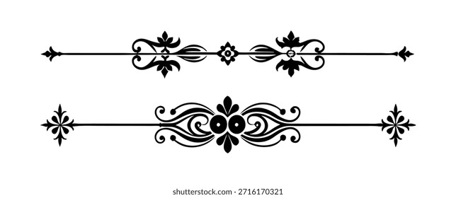Conjunto de Elementos divisores decorativos ilustración en blanco y negro