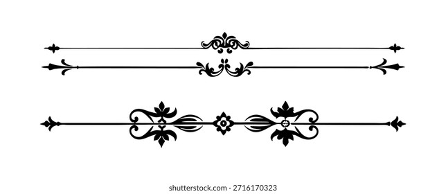 Conjunto de Elementos divisores decorativos ilustración en blanco y negro