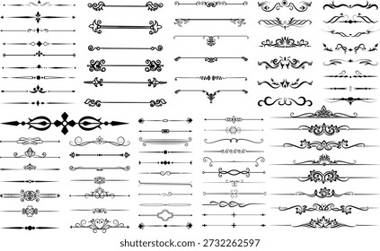 Conjunto de Elementos divisores decorativos. Divider ornamento, bordes, doodle, separadores, divisores de página, cabecera