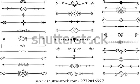 Set of decorative divider elements. Divider ornament, borders, doodle, separators, page dividers, header