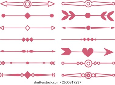 Set of Decorative Dividers, Borders, Lines, arrows