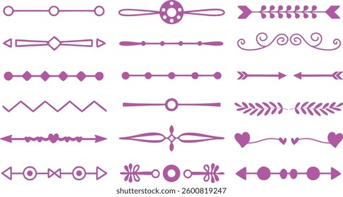 Set of Decorative Dividers, Borders, Lines, arrows