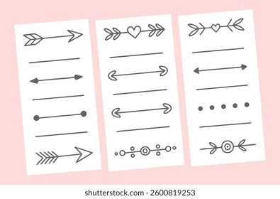 Set of Decorative Dividers, Borders, Lines, arrows