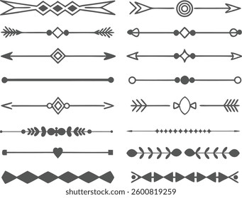 Set of Decorative Dividers, Borders, Lines, arrows