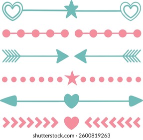 Set of Decorative Dividers, Borders, Lines, arrows