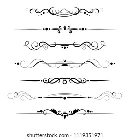 Set of decorative dividers, design heraldic elements and ornamental vintage decoration. Vector illustration