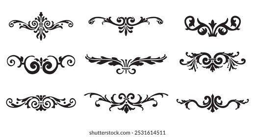 Set of decorative dividers elements. Vintage calligraphy collection