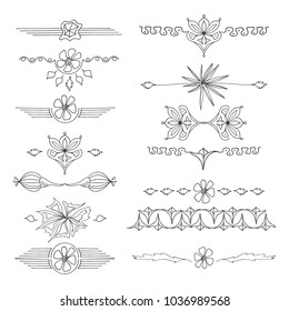 Set of decorative dividers, lines, page decoration