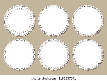 Set of Decorative Doilies, Vintage Paper Cutout Design 