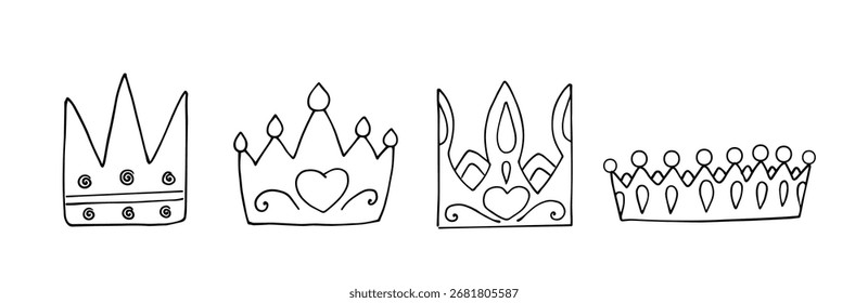 Um conjunto de coroas decorativas. Gráficos vetoriais.