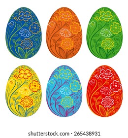 set of decorative Easter eggs with floral pattern
