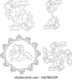Set Decorative Elegant vector element for design.Wings ornament print.illustration of Tattoo art design of different gothic wings.abstract, angel, animal, art, astrology, background, beautiful,birds
