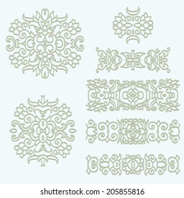 Set of decorative elements for art works 