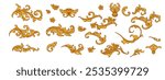 Set of decorative elements in Baroque style	