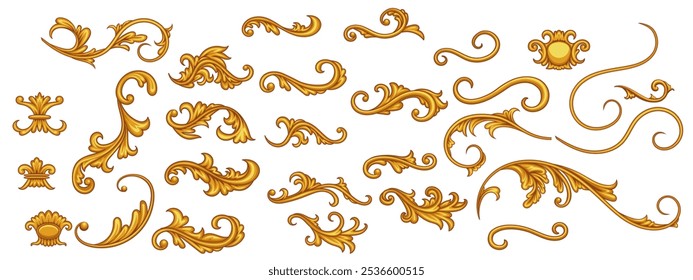 Set of decorative elements in Baroque style	