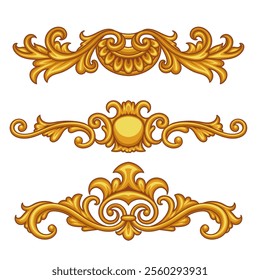 Set of decorative elements in Baroque style
