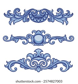 Set of decorative elements in Baroque style	
