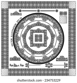 Set of decorative elements.
Black vintage ornaments and separators, calligraphic design elements and page.