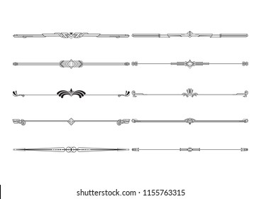 Set of decorative elements, border and page rules frame. vector illustration.