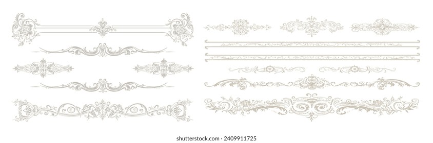 Set of decorative elements, border and page rules frame. A set of isolated vector illustration templates