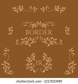 Set of decorative elements in classical style. Floral ornamental monogram frames and borders, corners.