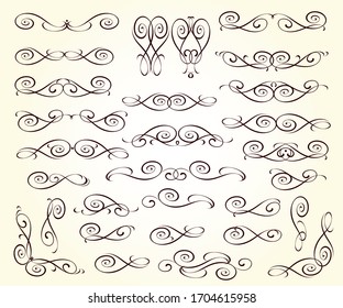 Set of decorative elements for design isolated, editable.