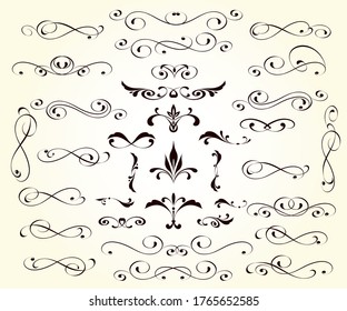 Set of decorative elements for design isolated, editable.