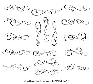 Set of decorative elements for design isolated, editable.