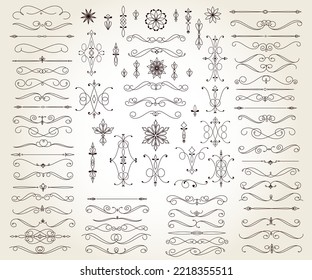 Set of  decorative elements for design isolated, editable. From the largest and best collection of decorative elements .Text dividers smooth design.