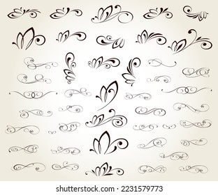 Set of  decorative elements for design isolated, editable. From the largest and best collection of decorative elements 