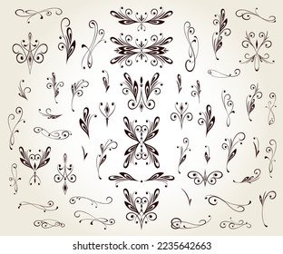 Set of  decorative elements for design isolated, editable. From the largest and best collection of decorative elements 