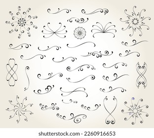 Set of  decorative elements for design isolated, editable. From the largest and best collection of decorative elements .